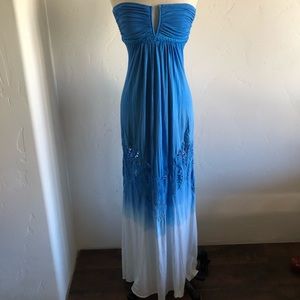 STUNNING SKY Strapless Skyblue Maxi Dress